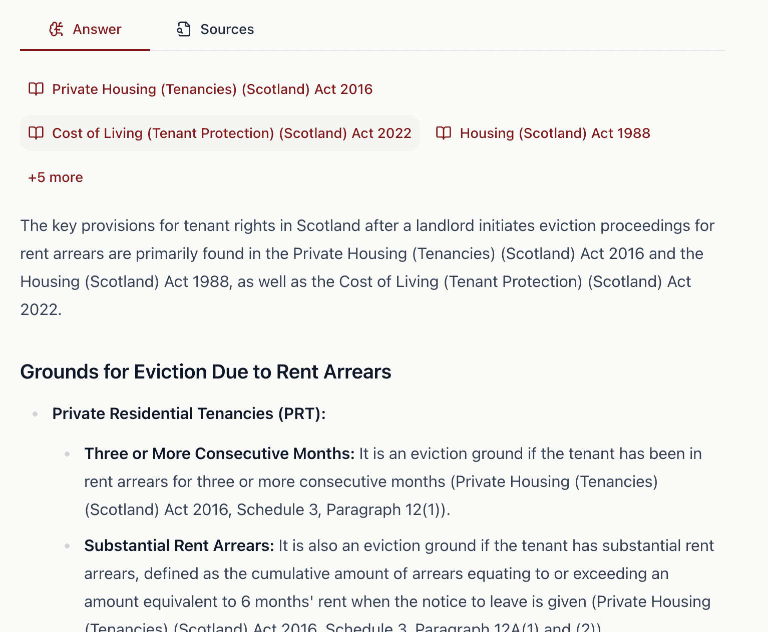 Screenshot of a cited legal answer from Nomos AI
