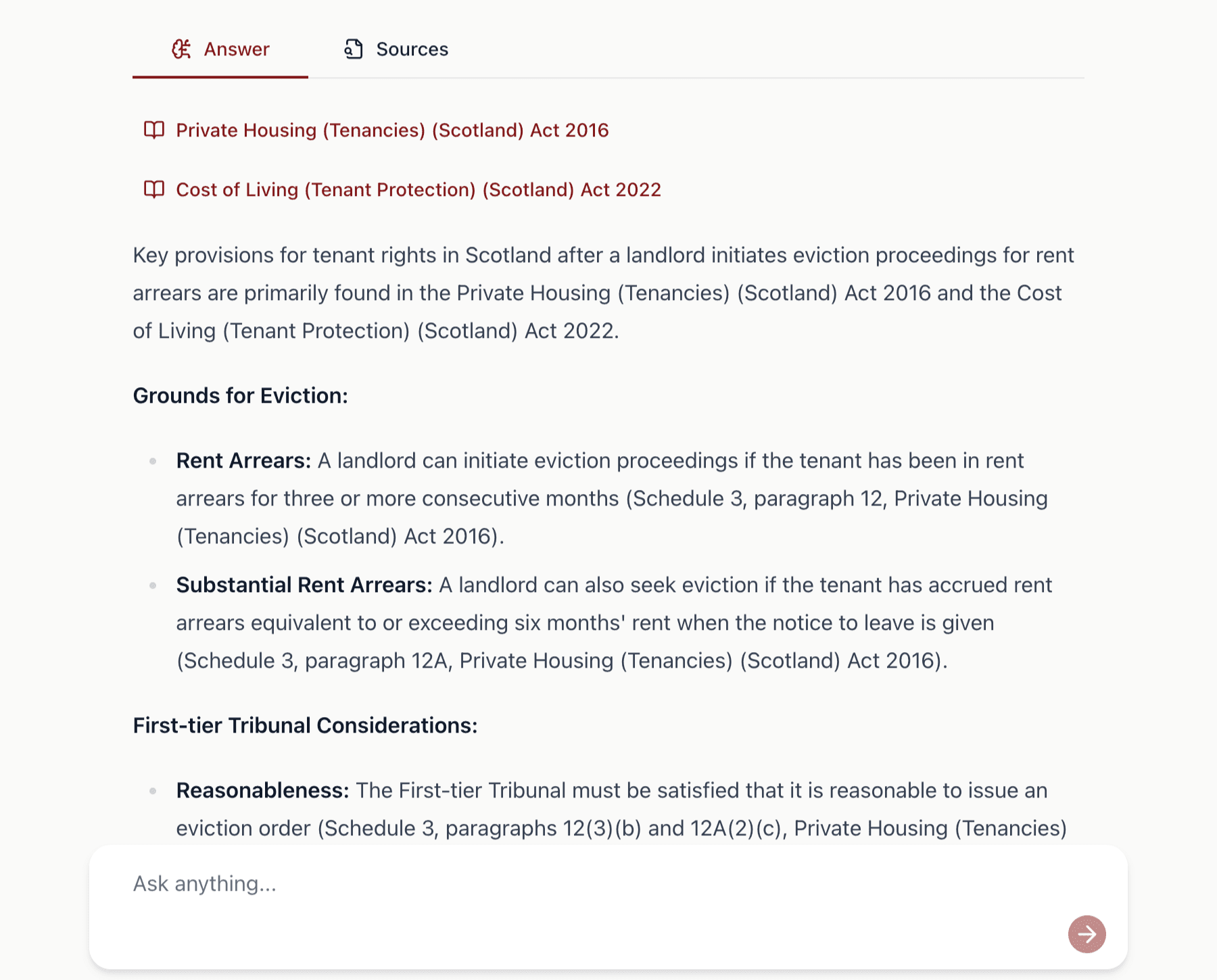 Screenshot of a cited legal answer from Nomos AI